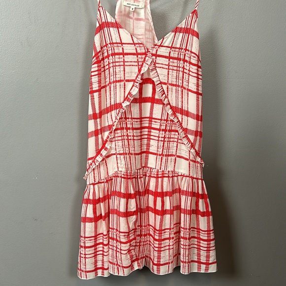 Avec Les Filles Dress Women Plaid  Windowpane Grid Check Mini White Red size S - Picture 4 of 13